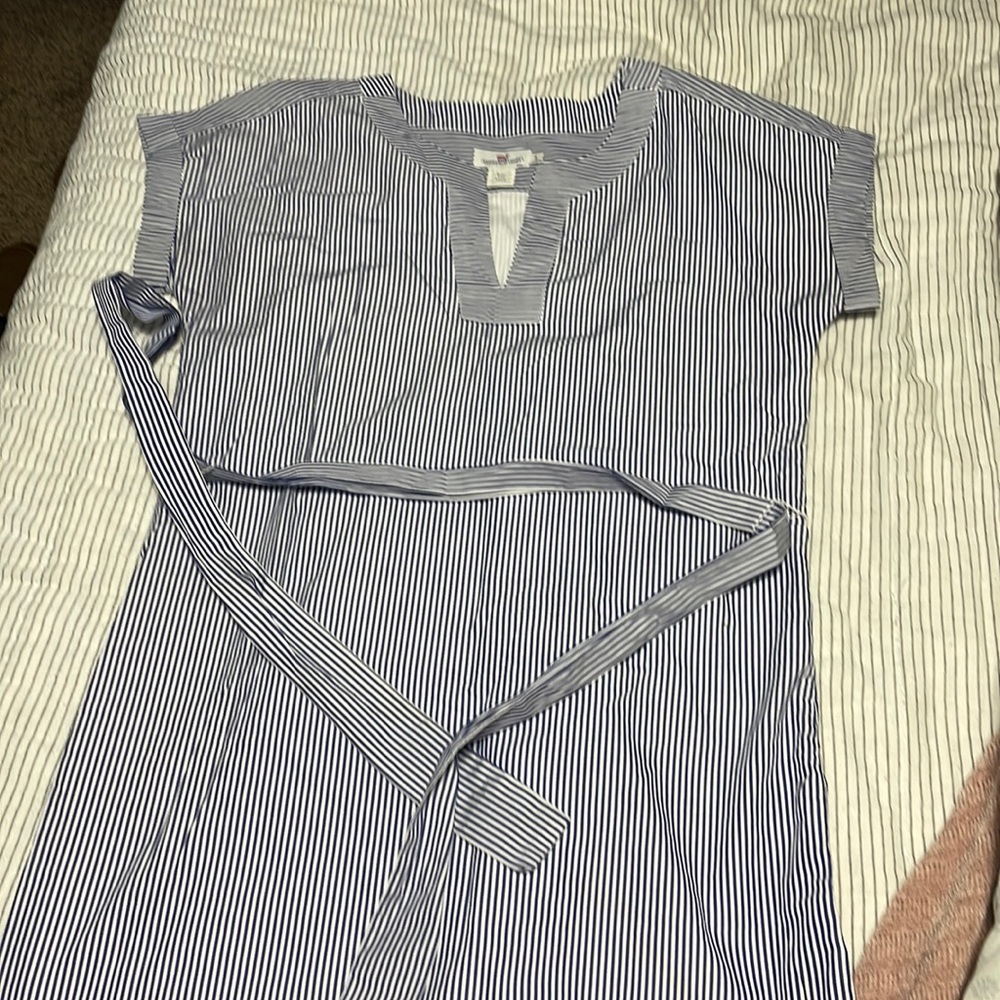 Blue/white striped dress w/lining